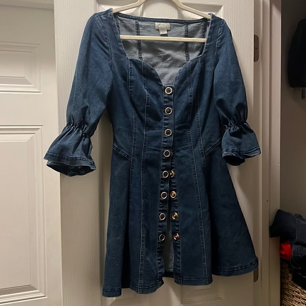 Super Cute Small Blue Jean Dress - Puffy Sleeves - LIKE NEW